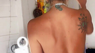 Erotic 19yo in fishnets masturbation solo with dildo toy