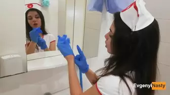 QUICK SEX WITH a NURSE IN THE TOILET, NAILED AND JIZZ IN HER MOUTH