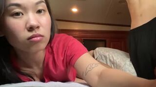 THIN JAPANESE TEENY-KIMMY KIMM TAKES HER FIRST CREAM PIE AND WANTS YOU TO SEE