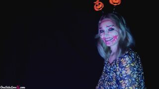 Bitch on Halloween Demonstrate her Fine Bode and Masturbation Twat