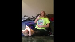 Fine Blonde Chick Burps with Feet up :p