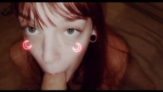 Thin Strawberry Blonde Gets Poked on Snapchat | Neon Moon Filter Oral Sex