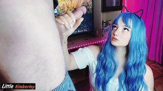 Prone Bone Fuck and Cream-Pie for Attractive Teeny with Blue Hair