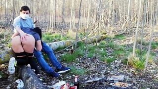 Sweet Sex in the Park with Coronavirus Masks