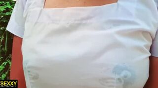 Sri Lankan new School Sexචුටිගෙ තෙත සුදු ගවුමෙන් සේල් දාපු තන් දෙක