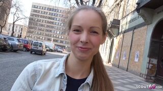GERMAN SCOUT - SWEET TEENIE KINUSKI TALK TO REAL LEG SHAKING CUMS CASTING