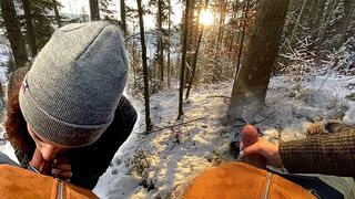 18 PUBLIC OUTDOOR - FRESH BJ IN a STUNNING SNOWY LANDSCAPE, SQUIRT HAND-JOB