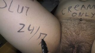Cuck Hubby Preparing his Hotwife for Wild Sex Party! Body Writings!