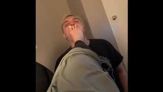 Footboy Can’t Handle Licking his own Sperm up