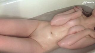 Horny Hottie Hand-Job Massive Meat and Fingering Twat in the Bathroom