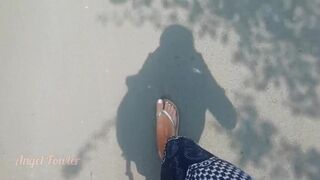 European Sluty Bitch Walk in Flip Flops on Indian Street