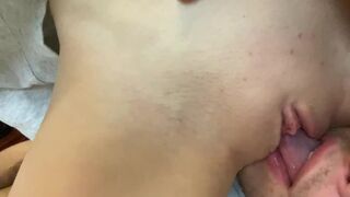 Tiny Schoolgirls Vagina is so Tastey to Eat out with Tongue and make her Moan on my Face!