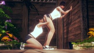 Clothed Outdroor Wall Cunt Licking Fun with Lesbo Stepsister