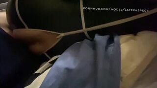 Home-Made Stripper in Gold Stockings High Heels and Mask Showing how to Lick Dong Good