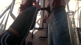 Neighbor ALMOST CAUGHT his Ex-Wife Swallowing my Dong ass there House