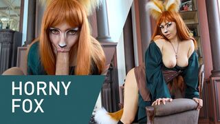 Horny Fox Licks Large Meat Eagerly! Cosplay, 4K!