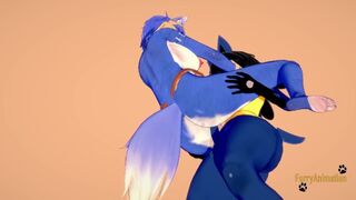 Star Fox Pokemon Star Fox Pokemon Furry Cartoon - Krystal x Lucario Boobjob & Nailed