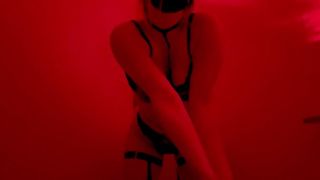 Attractive Lady Dark Lingerie Striptease -red Room