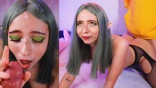 Submissive Skinny Elf With Humongous Titts Loves Rough Fuck And Get Spunk On Her Face