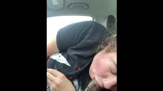 White slut car throat job