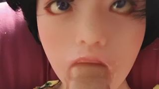 Sissy husband doll blows big penis and blows jizz