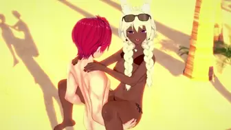 A dark sweetie hammered on a public beach
