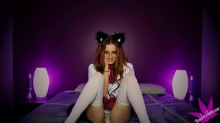 Kitten School slut BraisleeAdams Masturbation Wearing Tail Buttplug Neko Cat skank Kinky Talk in bed