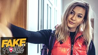 Fake Hostel Charming MILF and Fresh lezbo to fuck straight youngster in thr