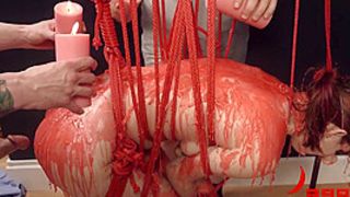 Waxed and flogged BDSM butt sex youngster
