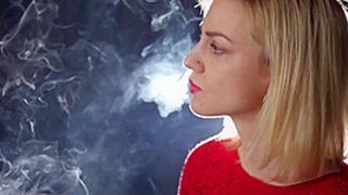 Many Many Nose Exhales With Cork Cigarette