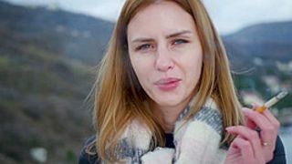 Gorgeous Bitch Is Smoking 2 Saratoga Cigarettes In A Row On A Pretty View