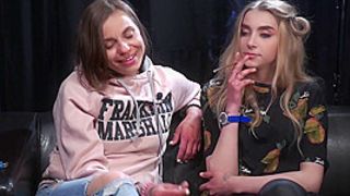 2 Friends Mommies Are Smoking, Talking And Kissing For The First Time