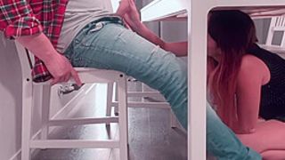 I Used My Sexy Feet And My Hands To Jerk Him Off Under The Table