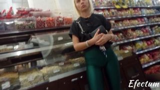 Teen Girl Tight Leggings Spy at Market