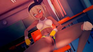 Pokemon Trainers Cynthia, Nessa and Bea Saitou Love your Large Onix Cartoon Set Of