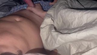 Alluring college babe strokes my meat in bed before swallowing me off!