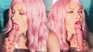 Gentle Bj and Sperm Play from Sweety with Pink Hair and Juicy Lips