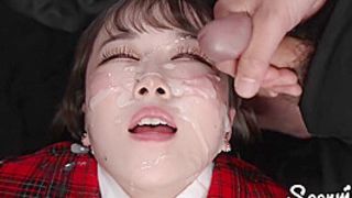 Ria Kurumis Sticky Bukkake Cumshot In Hd