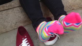 Colorful Sock Toe Wiggle