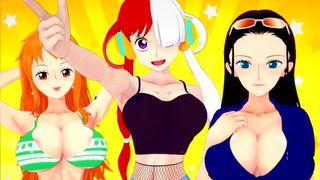 Luffy Rides Uta, Nami and Nico Robin to Choose the Best Pirate Chick - 1 Piece Cartoon Compilations