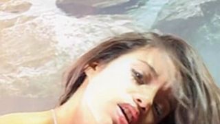 Hispanic youngster spreads her thin legs