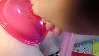 Jete 18yo Tiny Pink Snatch Pumped And Dildoe