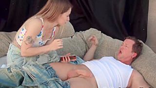 Alana Summers Jerks Off Homeless Stud - Public Handjobs