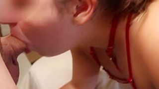 Gigantic Rear-End In Red Lingerie Getting Banged Sucking My Jizz