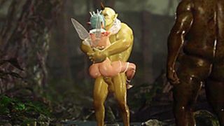 A fine fresh fairy gets pounded hard by huge orcks outdoor