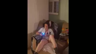 Gamer Chick Playing Tape Games In Bra and Panties