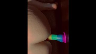 Enormous Rear-End Brunette climax on dildo