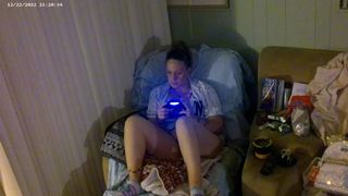 Gamer Whore Smoking Cigarettes In Bra and Panties Part four (Upclose)