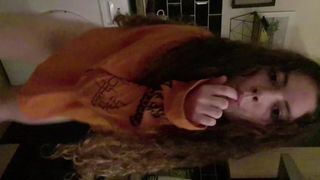 Cute Amateur does half Naked Dancing in the Kitchen.