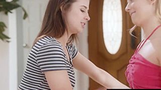 Cute Brunette Kylie Rocket Interrupts Her Sexy Neighbor Lily Larimar's Fingering Session To Fuck